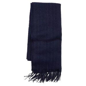 New Gap Women Navy Tweed Pinstriped‎ Rectangular Scarf Fringe